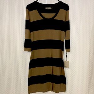 Black and Tan Striped Calvin Klein Dress NWT